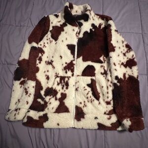 Cow print Fleece Zip hoodie